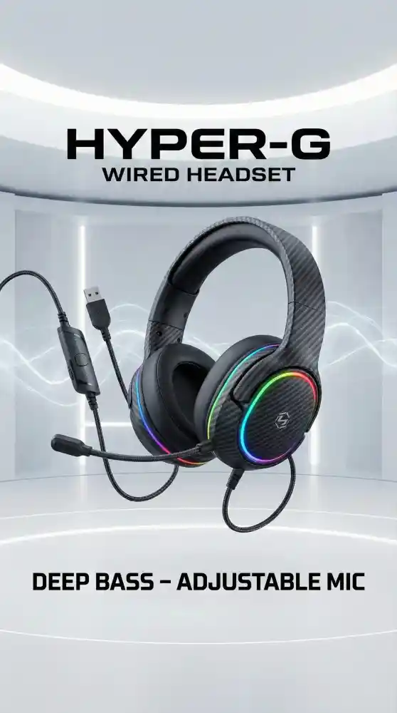 RGB Wired Gaming Headset with Deep Bass and Adjustable Microphone