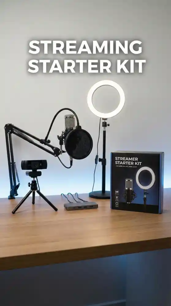 Streaming Starter Kit with HD Webcam, Microphone, and Ring Light