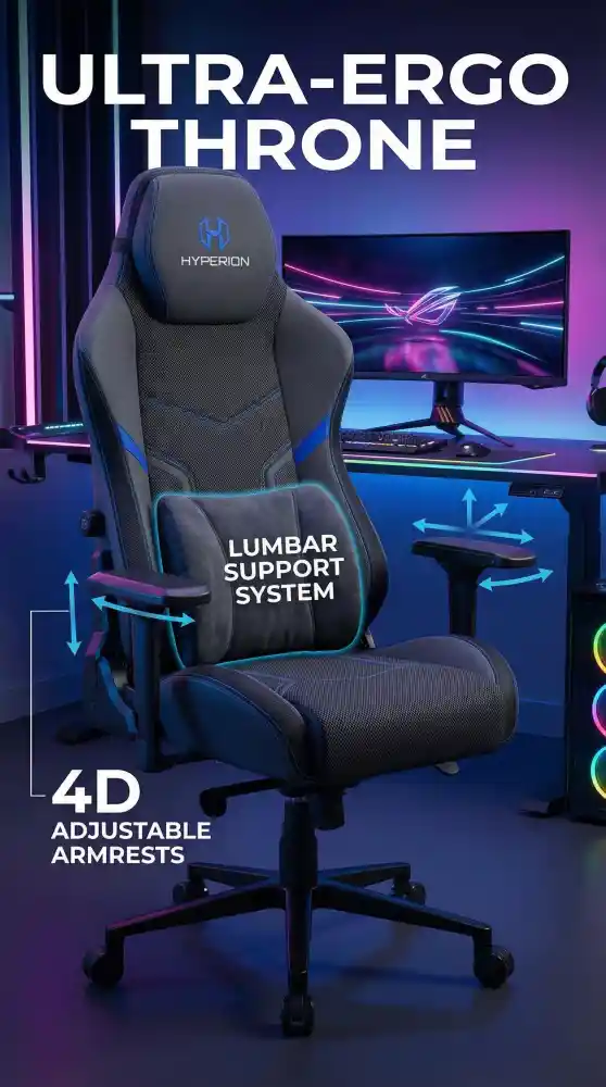 Ergonomic Gaming Chair with Lumbar Support and Adjustable Armrests